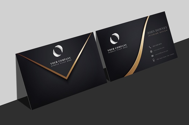 Download Premium Psd Business Card Mockup With Wavy Golden Shape PSD Mockup Templates