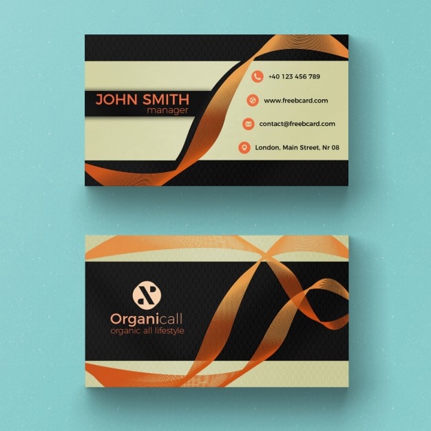 Business card with orange ribbon