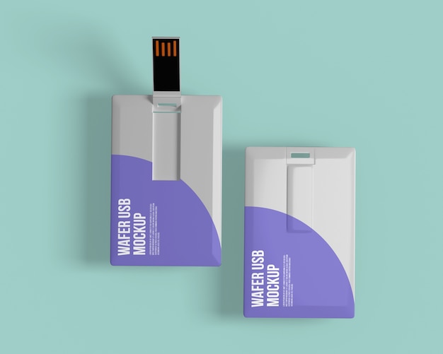 Download Premium PSD | Business card with usb flash drive mockup