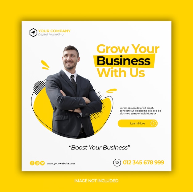 Business promotion and corporate social media banner template or square flyer Premium Psd