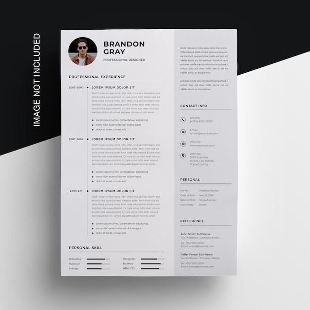 Business resume with sidebar | Premium PSD File