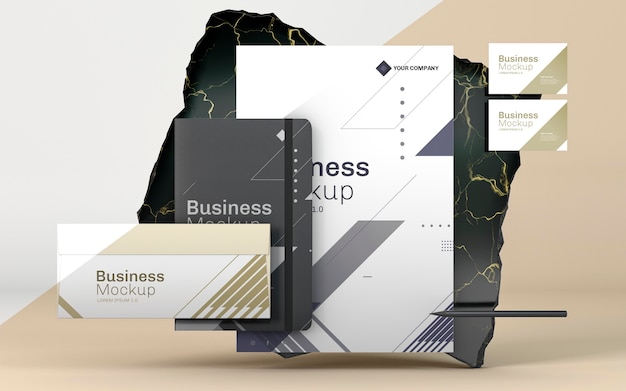 Download Free Psd Business Stationery Mock Up On Luxury Marble PSD Mockup Templates