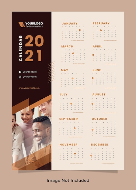 Premium PSD Business wall calendar design template