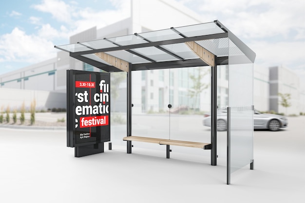 Download Premium PSD | Busstop lightbox mockup