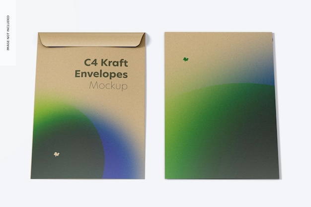 Download Free PSD | C4 kraft envelopes mockup, front view