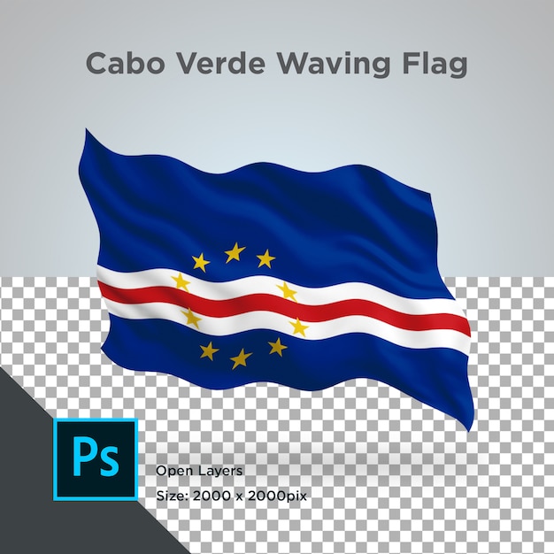 Premium Psd Cabo Verde Flag Wave Transparent Psd