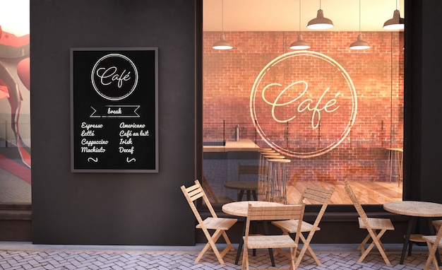 Download Premium PSD | Cafe facade mockup with glass wall and ...