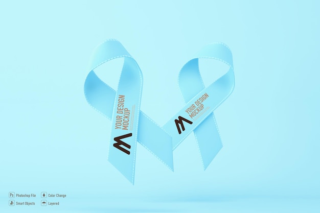 Download Premium Psd Cancer Awareness Ribbon Mockup Isolated On Blue Background