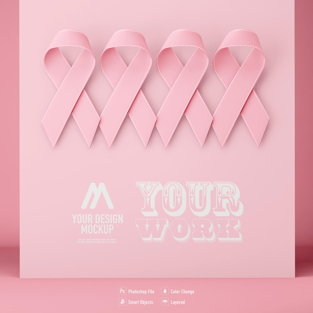 Download Premium PSD | Cancer awareness ribbon mockup isolated