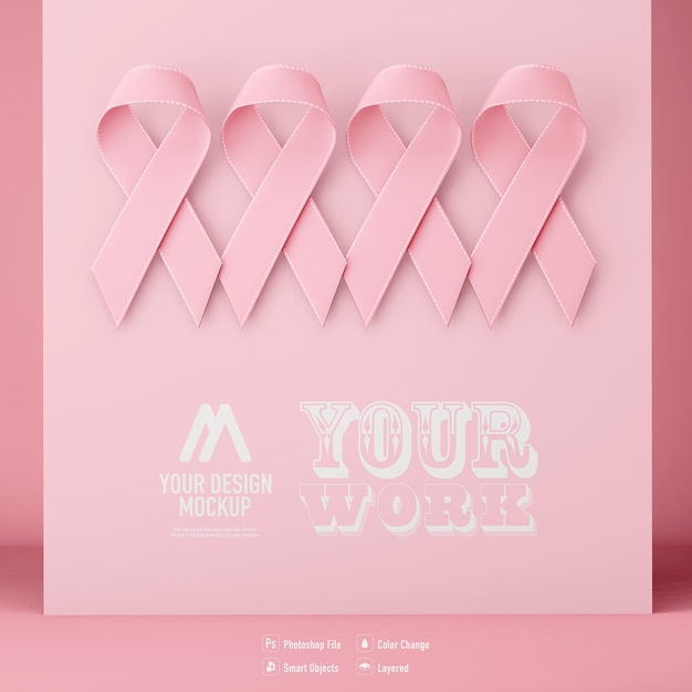 Premium PSD | Cancer awareness ribbon mockup isolated