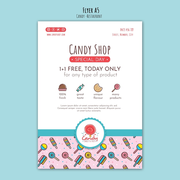 Free PSD Candy shop template for flyer