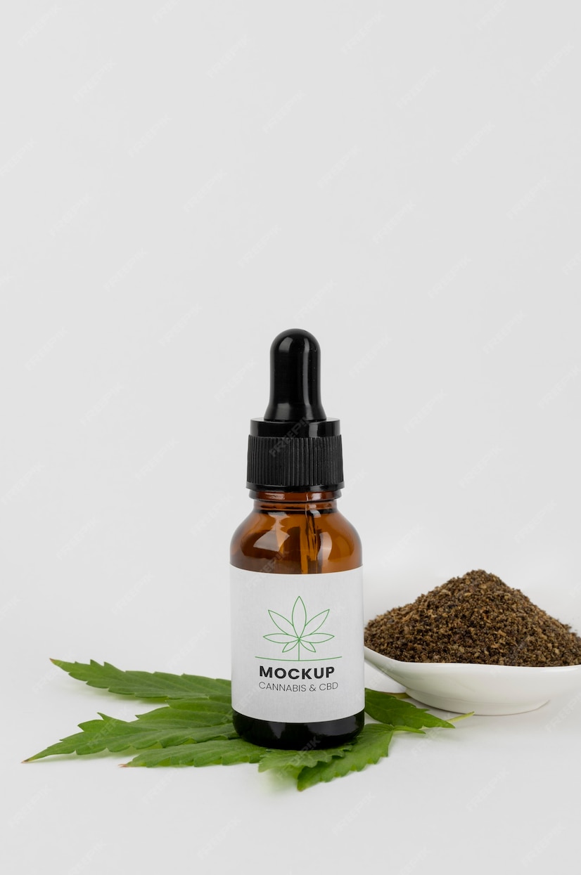 Free PSD | Cannabis sativa oil bottle mockup