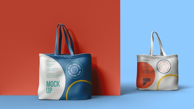 Premium PSD | Canvas bags mockup design isolated