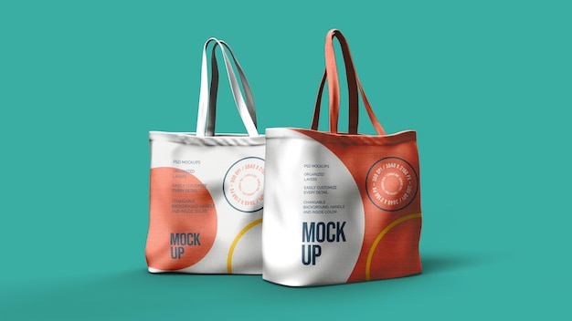 Premium Psd Canvas Bags Mockup Design Isolated