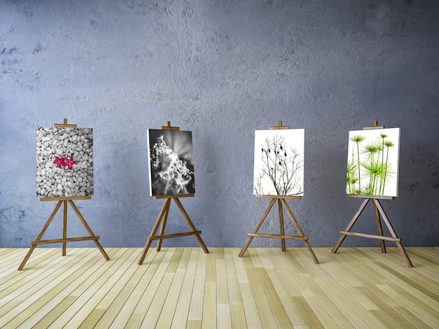 Download Canvas mockup of four | Premium PSD File