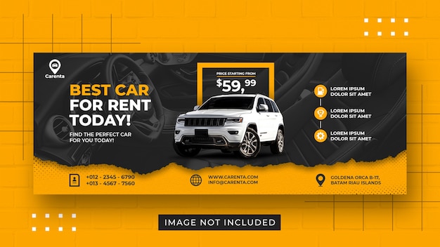 Premium PSD | Car rental promotion social media facebook cover banner