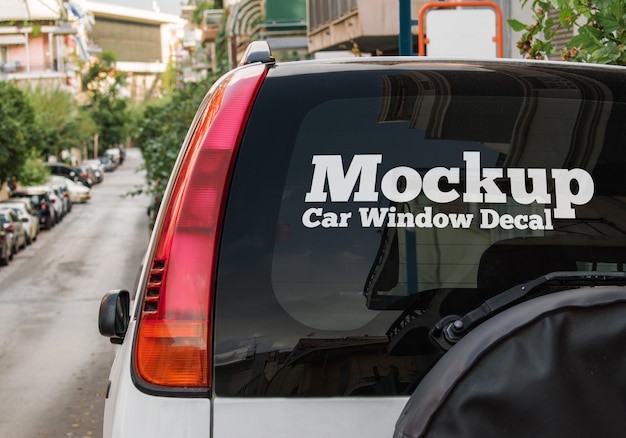 Car window decal mockup PSD file | Premium Download