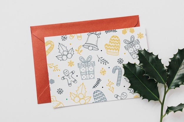 Download Card and envelope mockup with christmas concept | Free PSD File
