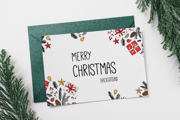 Download Free PSD | Card and envelope mockup with christmas concept