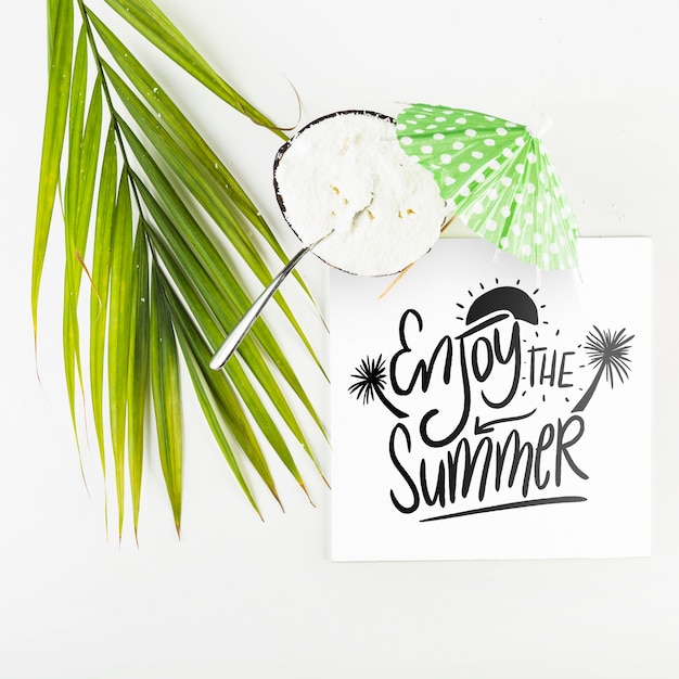 Download Free Psd Card Mockup With Tropical Summer Concept