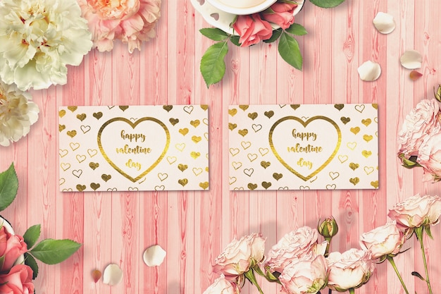 Premium PSD | Card mockup with valentine design