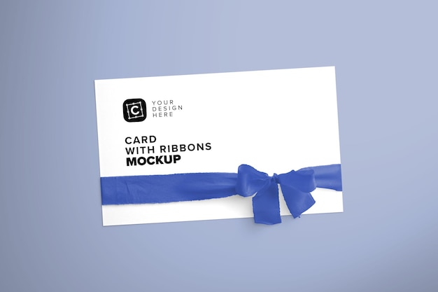 Download Free Psd Card With Ribbons Mockup