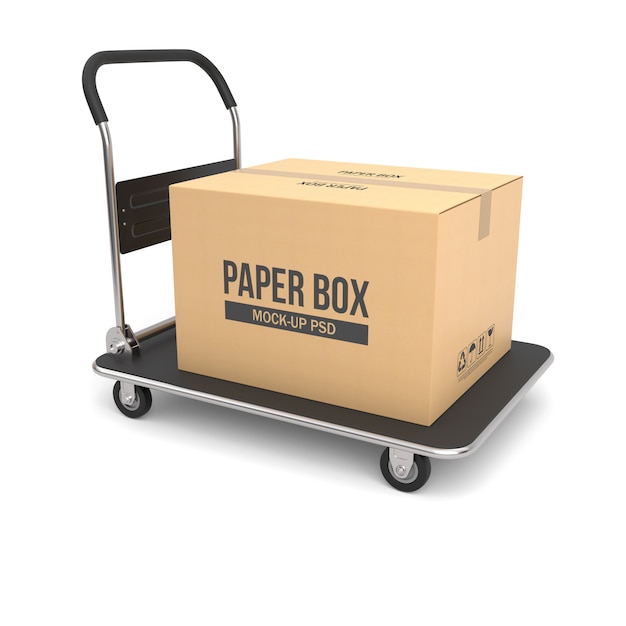 Download Premium Psd Cardboard Box On A Hand Truck