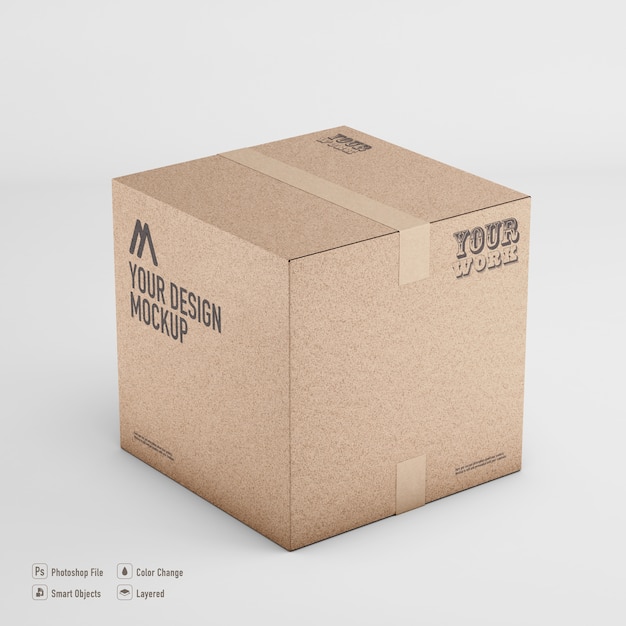 Download Premium PSD | Cardboard box mockup 3d rendering isolated