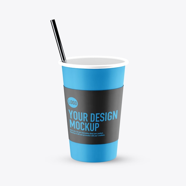 Download Cardboard cup with straw mockup on white space | Premium PSD File