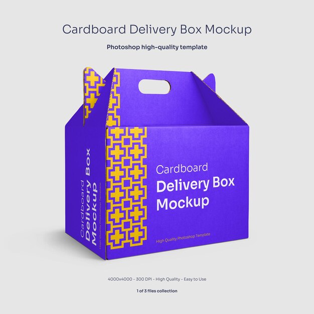 Download Premium Psd Cardboard Food Delivery Box Mockup