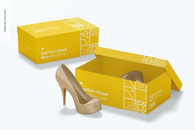 Download Premium Psd Carton Shoe Boxes Mockup Opened And Closed