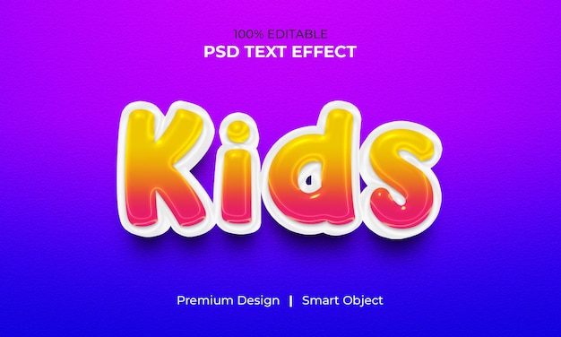 Premium PSD | Cartoon style kids 3d text effect template