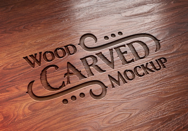 Carved wood text effect mockup | Premium PSD File