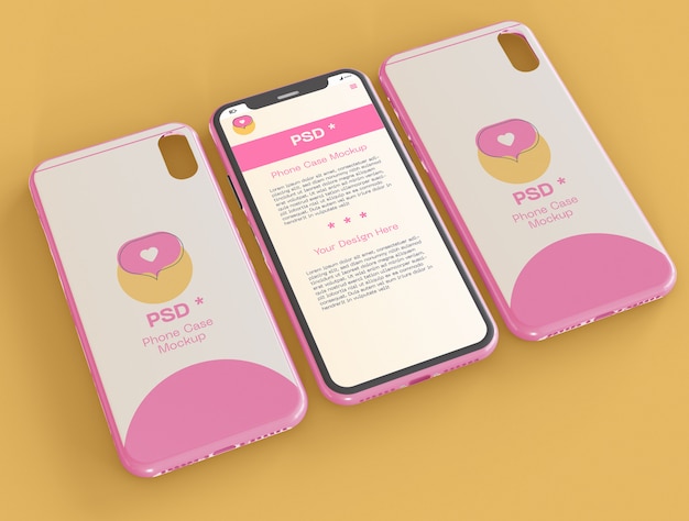 Premium PSD | Case and smartphone screen mockup