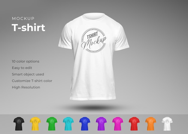 Casual t-shirt mockup in different colors Premium Psd
