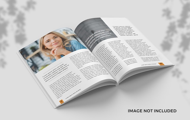  Centered open magazine from top vieww mockup