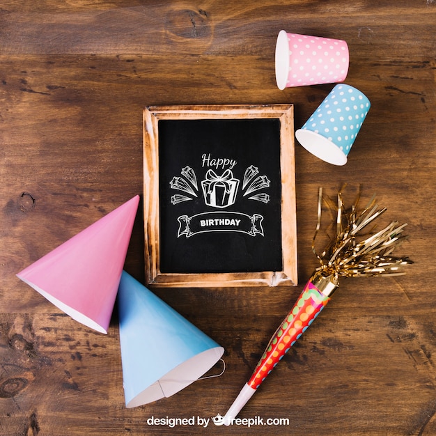 Download Chalkboard mockup with birthday design PSD file | Free Download