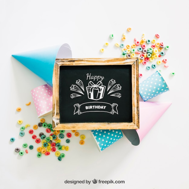 Free Psd Chalkboard Mockup With Birthday Design