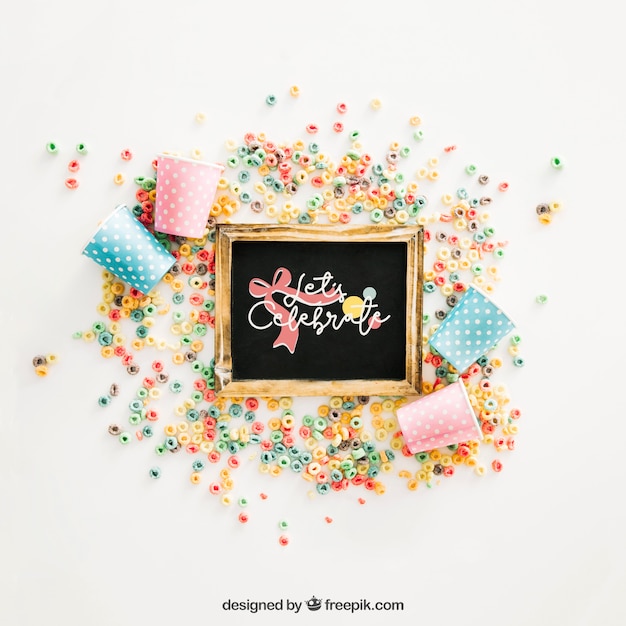 Download Free Psd Chalkboard Mockup With Birthday Design