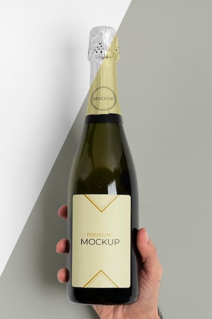 Download Free Psd Champagne Bottle Mock Up Front View