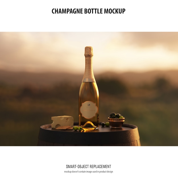 Download Free Psd Champagne Bottle Mockup