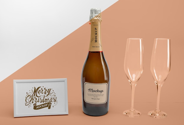 Download Free Psd Champagne Bottle With Mock Up