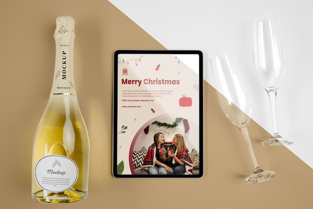 Download Free PSD | Champagne bottle with mock-up