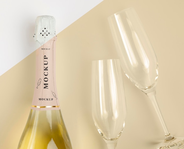 Download Free Psd Champagne Bottle With Mock Up