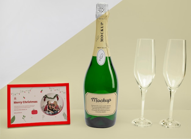 Download Free Psd Champagne Bottle With Mock Up