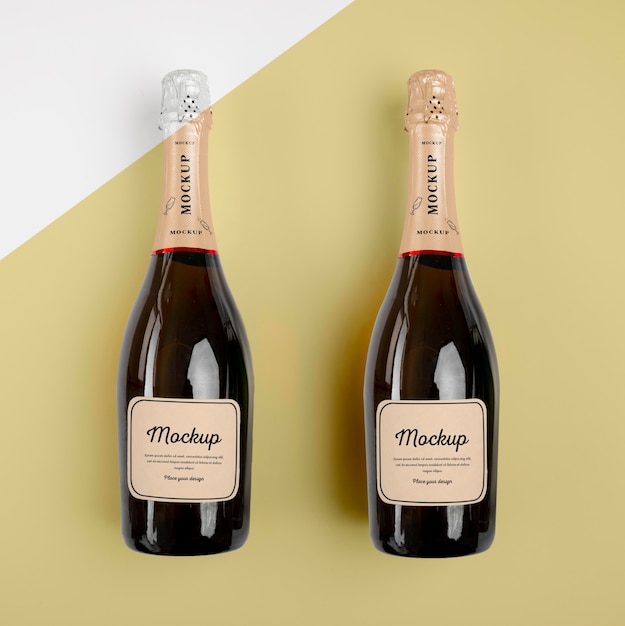 Download Free Psd Champagne Bottles With Mock Up