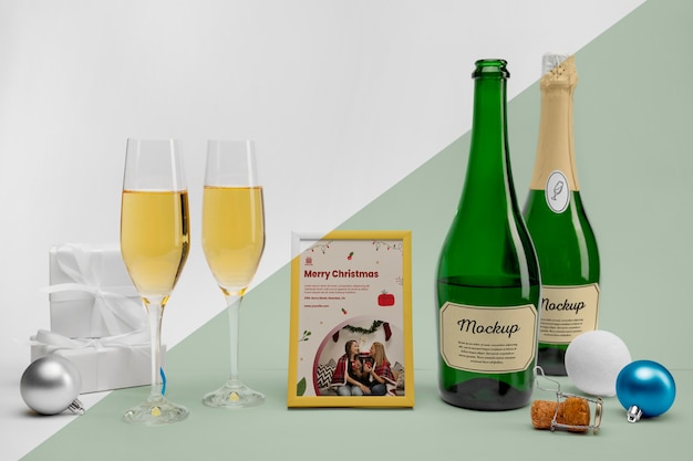 Free PSD | Champagne bottles with mock-up