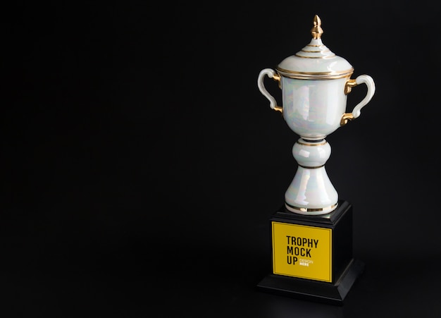 Download Champion white marble trophy mockup | Premium PSD File