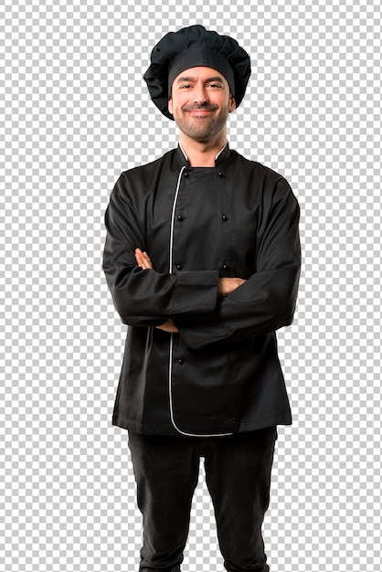 Download Premium Psd Chef Man In Black Uniform Keeping The Arms Crossed In Frontal Position Confident Expression