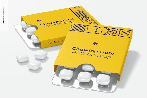 Premium PSD | Chewing gum packaging mockup, right view